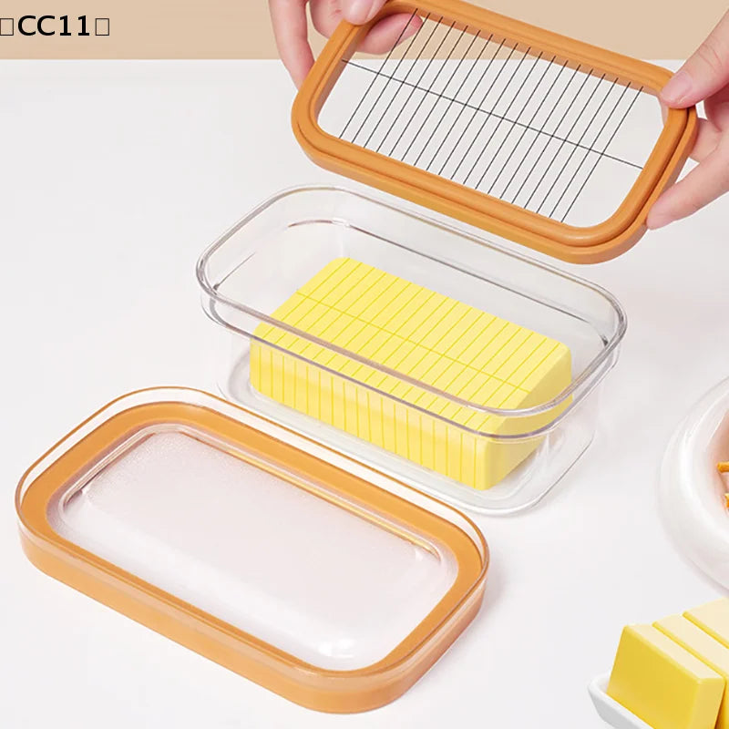 Butter Dish Keeper Cutter Slicer Clear Airtight Easy Cutting Qme