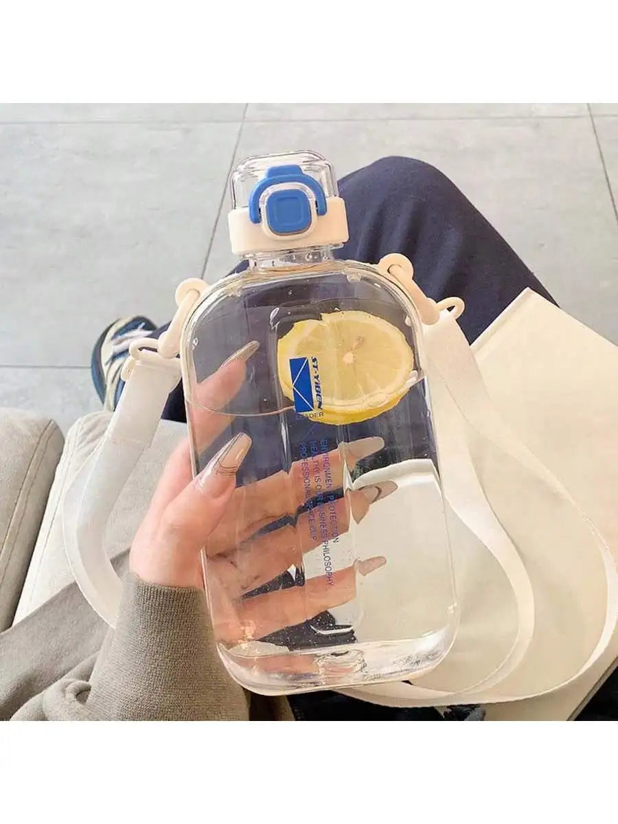 Large Capacity Portable Transparent Water Bottle Leak Proof Sports Qme white <500ml