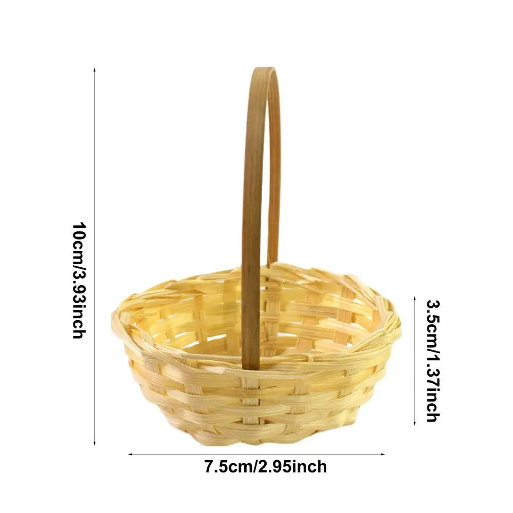 Basket For Flowers Rustic Basket with Handle Portable Miniature Woven Desktop Ornament For Garden Home Outdoor Wedding Farmhouse Qme 02