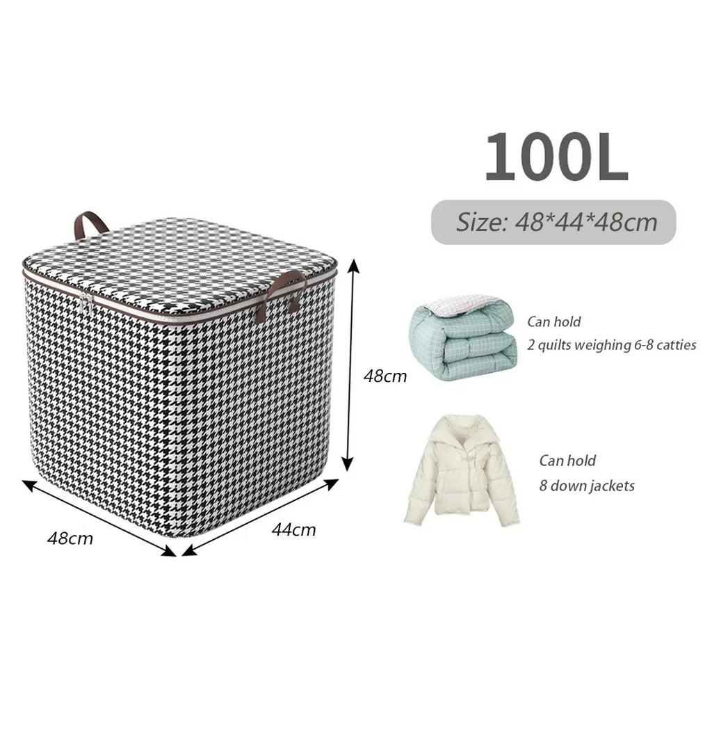 1Pcs Foldable Clothes Organizer Clothes Storage Bags Large Capacity Quilt Moving Box Tote Bag Dustproof Clothing Wardrobe Home Qme 100L 1pcs