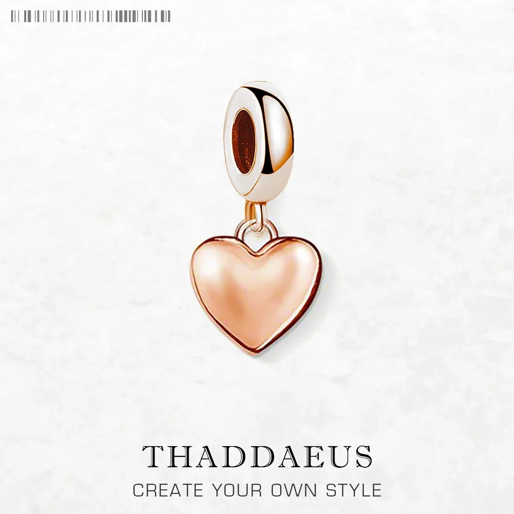 Rose Gold Color Heart Pendants Charm 925 Sterling Silver Women Jewelry Winter New Romantic Gift Qme Ring