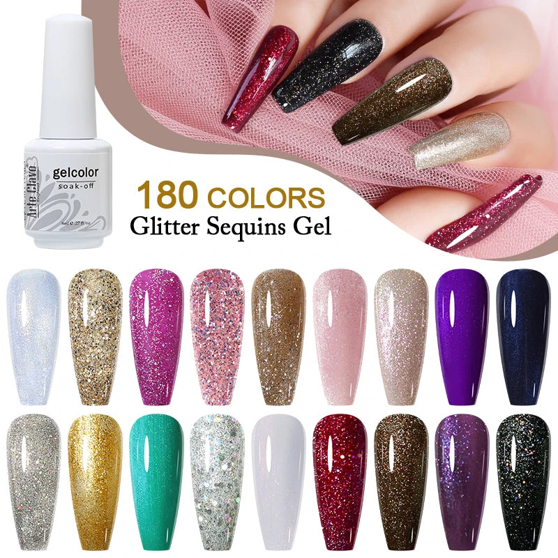 Arte Clavo Colorful Glitter Series UV Gel Nail Polish Sequin Soak Off Qme