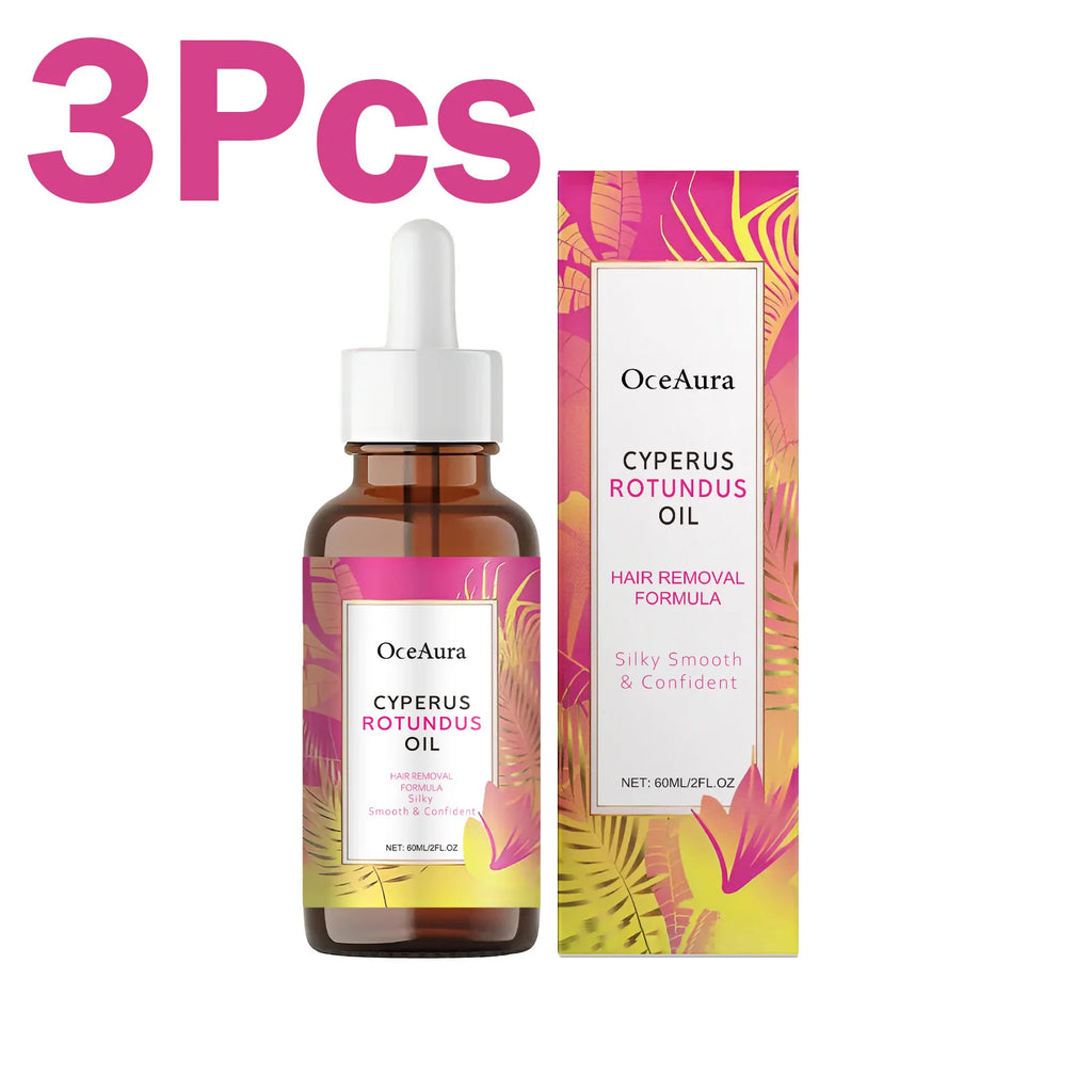 Cyperus Rotundus Oil Body Hair Remover Armpit Leg Arm Reduces Hair Growth Moisturizes Gentle Care Essential Oil for Smooth Skin Qme 3 x 60ml Boxed