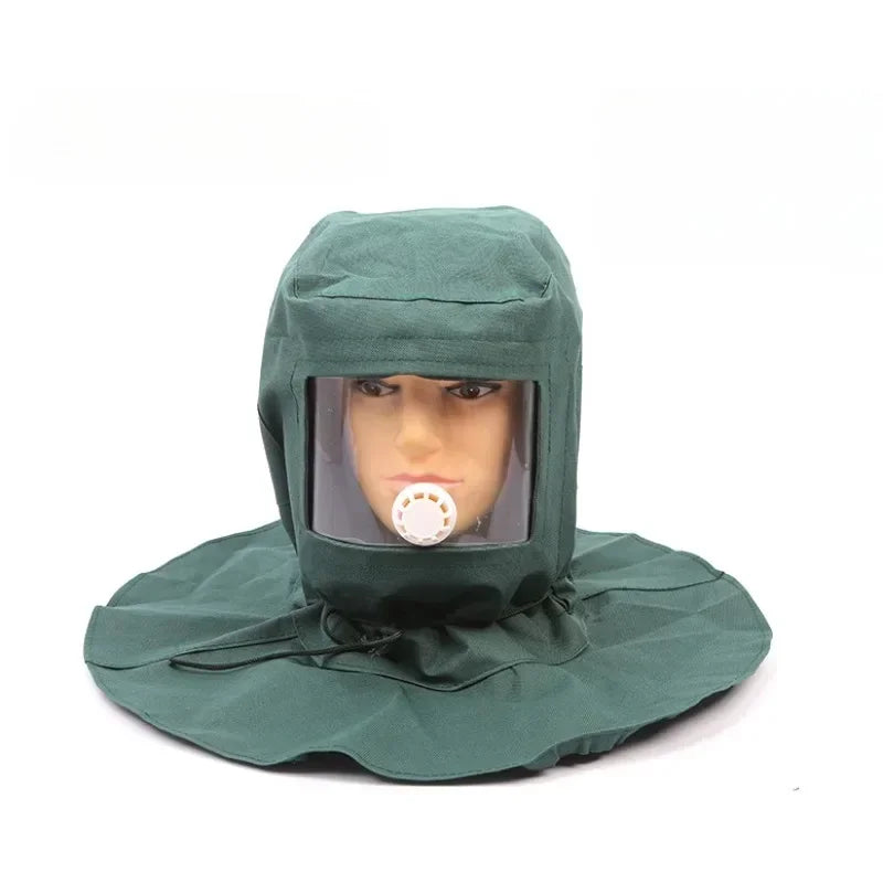 Industrial Labor Work Protection Canvas Sand Blasting Hood Anti Wind Anti Impact Mild Blasting Polishing Protective Helmet Qme
