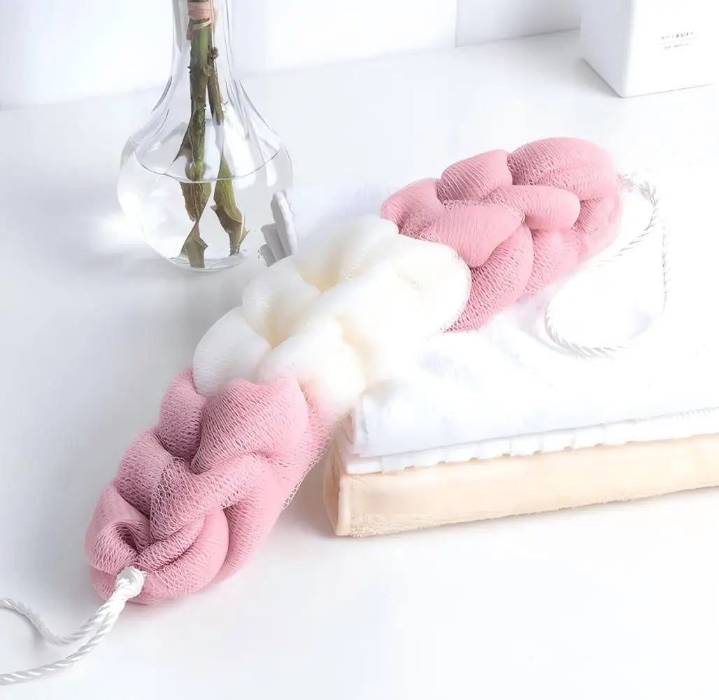 Colour Block Bath Balls Bath Strips Bath Towels Adult Back Rubbing Bath Towels Mud Rubbing Bath Towels Foam Mesh Qme pink white