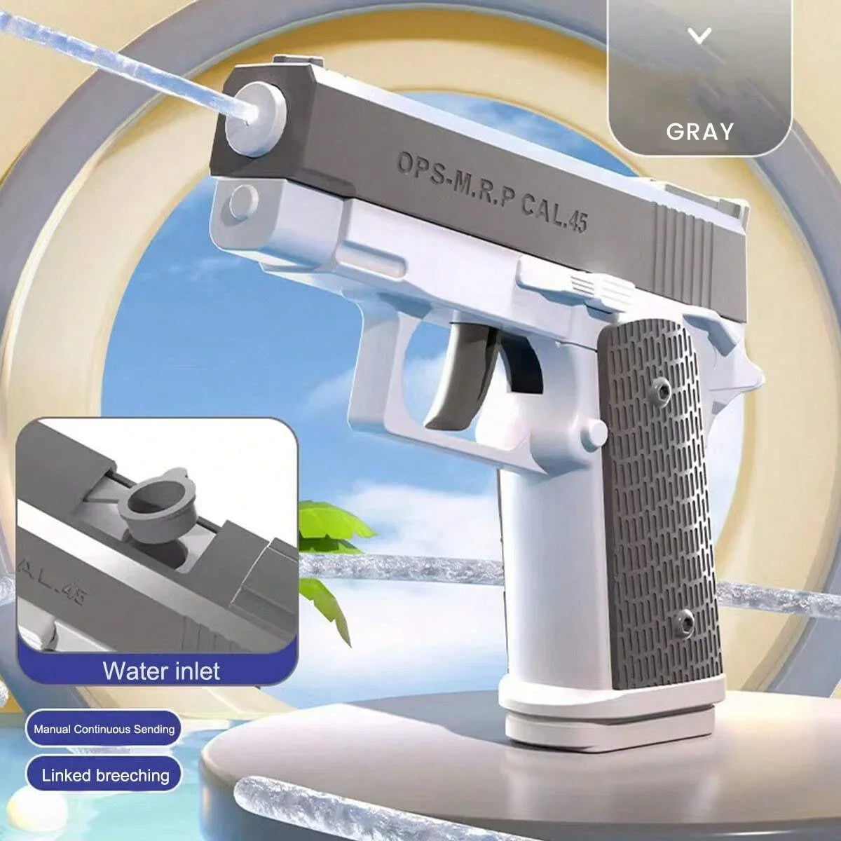 M1911 Water Guns Pistol Toy Squirt Guns, Summer Pool Beach Shooting Games Outdoor Toys, Water Blaster Pistol Boy Kids Adult Gift Qme Light Grey