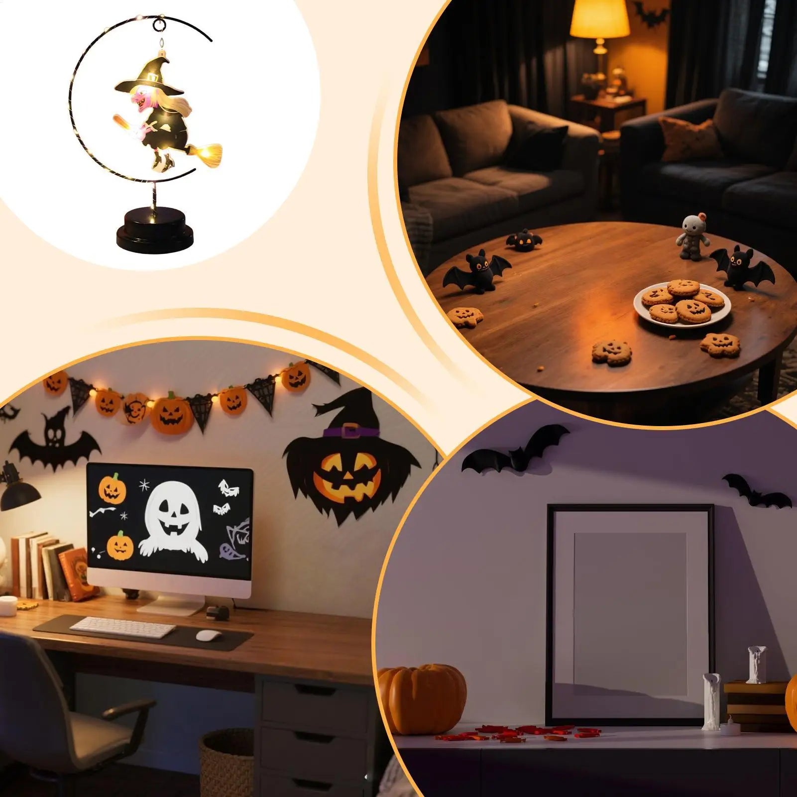 Flying Witch Night Lights Creative Gothic Standing Home Decoration Qme