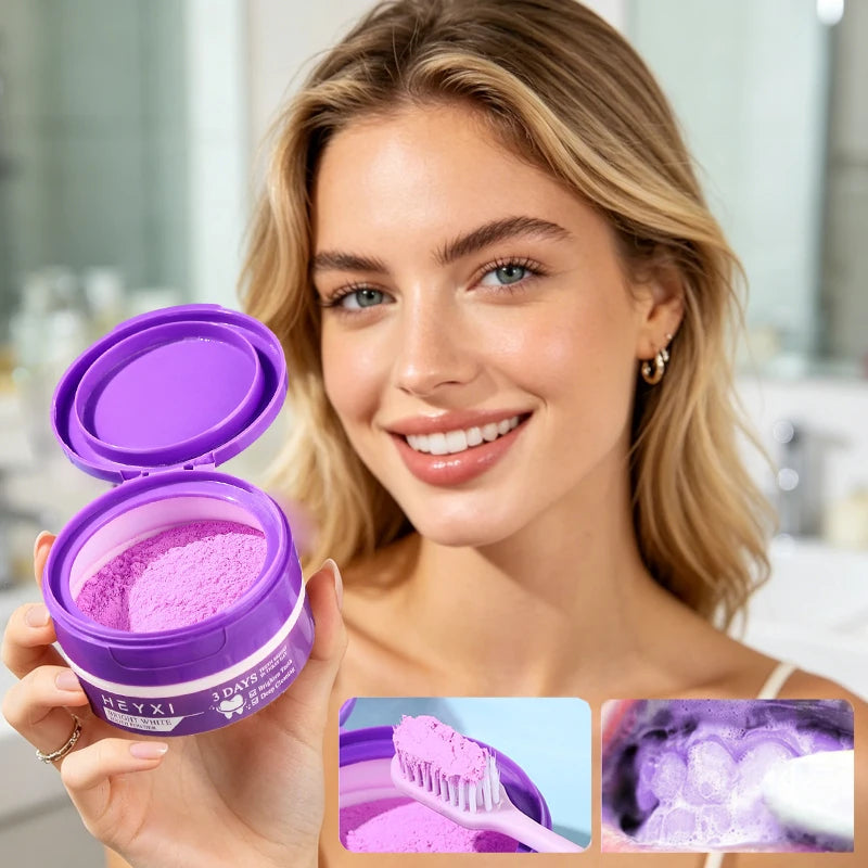 Purple Tooth Powder Deep Cleansing Fresh Breath Gentle Formula Qme