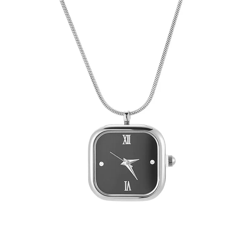 Watch Necklace Pocket Watch Square Drop Water Classics Dial Roman Numerals Pocket Watches with Necklace Christmas Birthday Gifts Qme Style 10