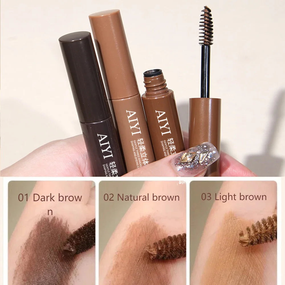 AIYI 3 Shades Eyebrow Tint Mascara Waterproof Smudge Proof Brow Gel Qme