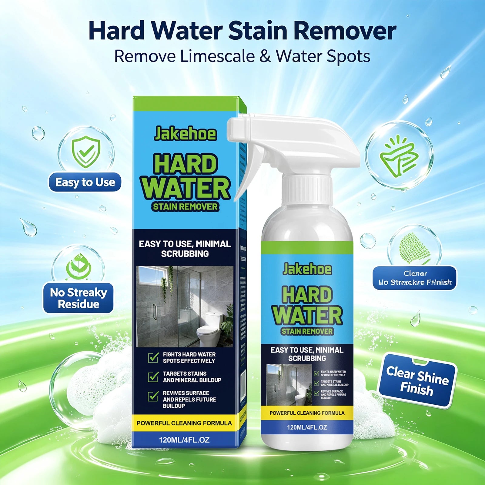 Scale Cleaning Spray Dissolve Limescale Water Spots & Mineral Buildup Remove Yellow Restore Glass Luster Household Glass Cleaner Qme