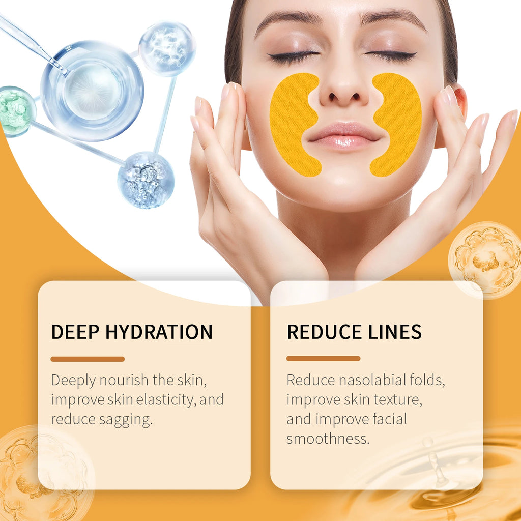 Nasolabial Fold Patch Face Lifting Sticker Fade Fine Lines Moisturizing Anti-Wrinkle Hydrating Daily Use Skincare Essential Qme