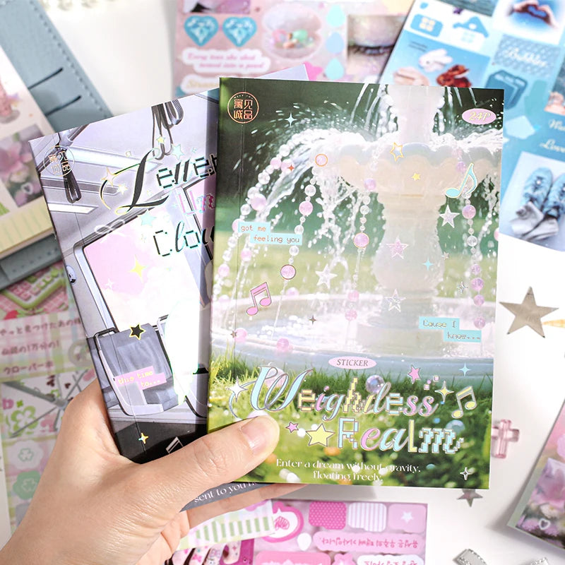 24/48 Sheets Die cut Stickers book Cartoon Aesthetics Decorative handmade Scrapbooking supplies Japanese Stationery Stickers Qme