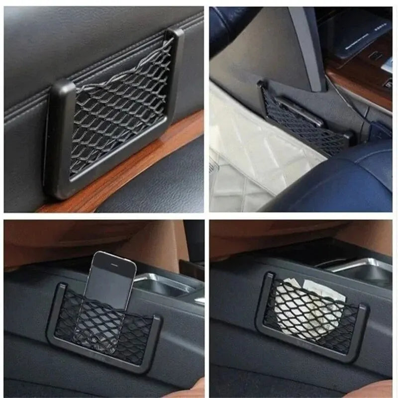 Auto Seat Side Interior Back Sundries Pocket Mesh Storage Bag Phone Net Pocket Holder Car Storage Bag Elastic Flexible Nets Qme