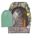 Garden Fairy Door Statue Outdoor Fairy Garden Gate Resin Tree Miniatures With Steps And Open Door Mystical Lighted House Qme China Mainland