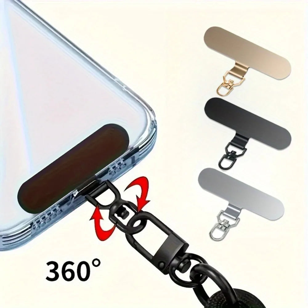 Newly Upgraded Mobile Phone Lanyard Connector, 360 ° Rotatable Stainless Steel Mobile Phone Lanyard Piece, Metal Patch Gasket Qme