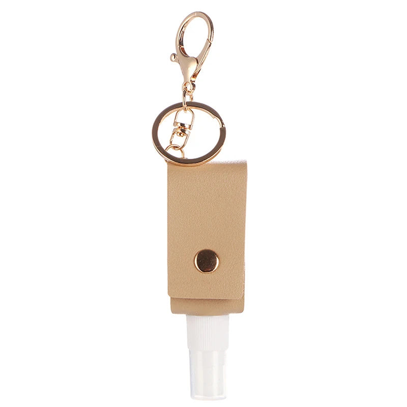 Hand Sanitizer Bottle Mini Hands Hydroalcoholic Gel PU Leather Qme Khaki