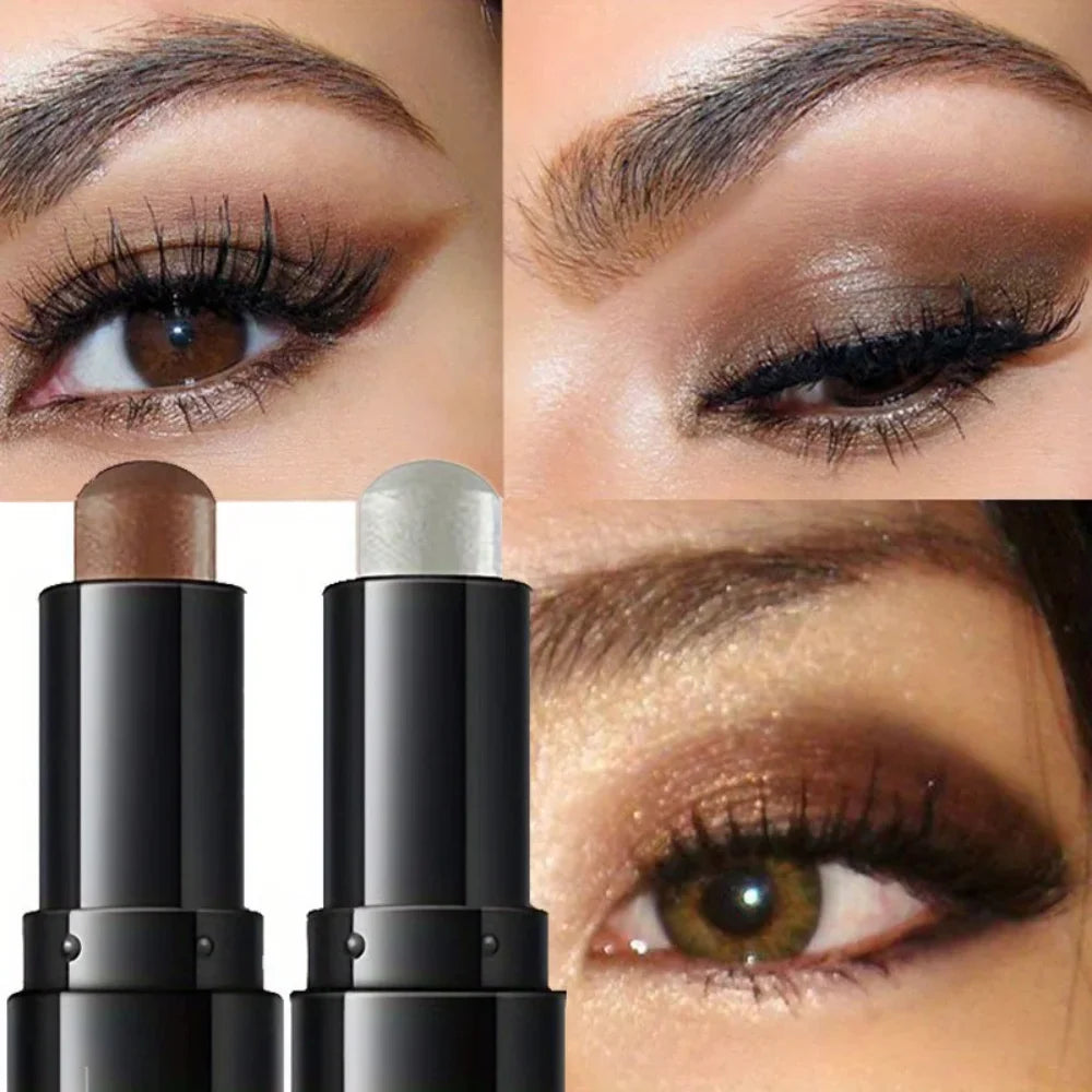 Dual-ended Eyeshadow Stick Matte Shimmer Waterproof Long-lasting Qme