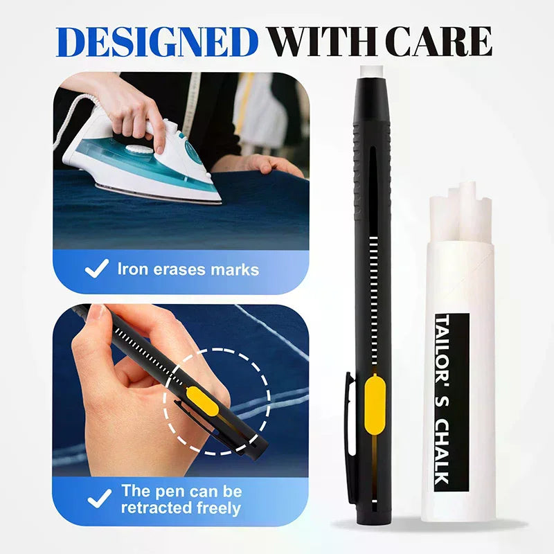 2 Pens+20 Premium Refills Chalk Pencil Patchwork Disappearing Fabric Marker Pens For DIY Craft Sewing Marking Chalk Sewing Qme