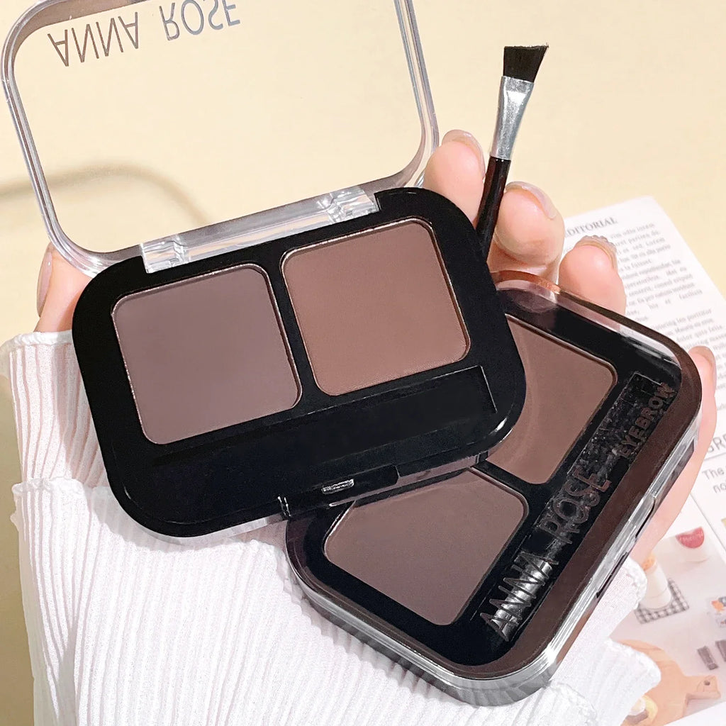 2Color Eyebrow Powder Palette Makeup Black Brown EyeBrow Enhancer Professional Waterproof Cosmetic Eye Shadow Palette with Brush Qme