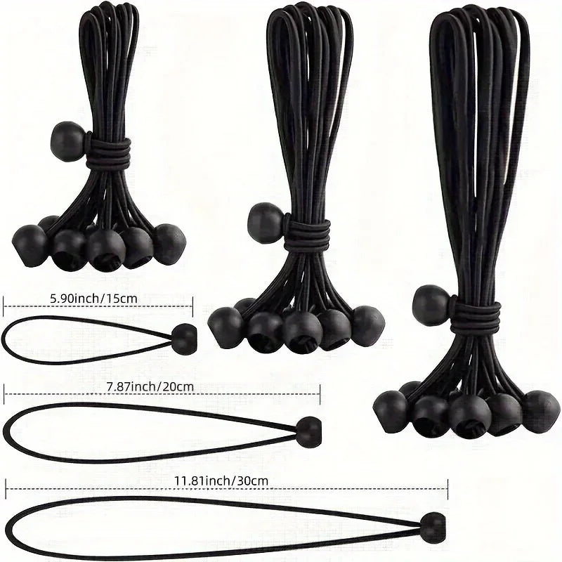 25pcs Heavy Duty Ball Bungee Cords - Perfect For Shelter, Gazebo, Camping, Tent, Cargo, Yard & More! Qme