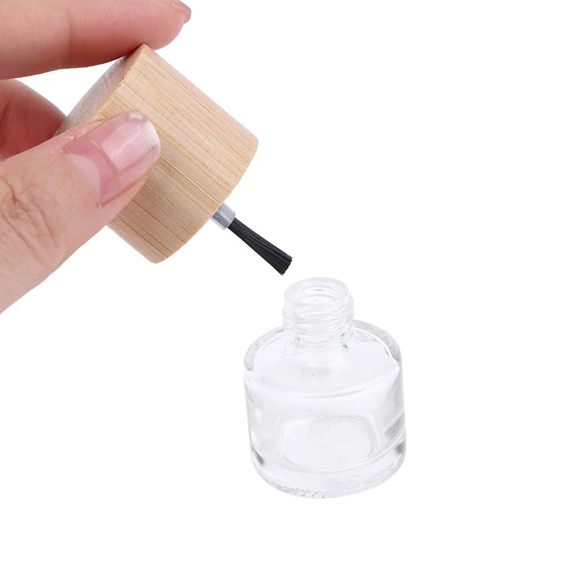 Hair Brush Nail Glue Bottle Solid Wood Bamboo Cover Oil Container Qme