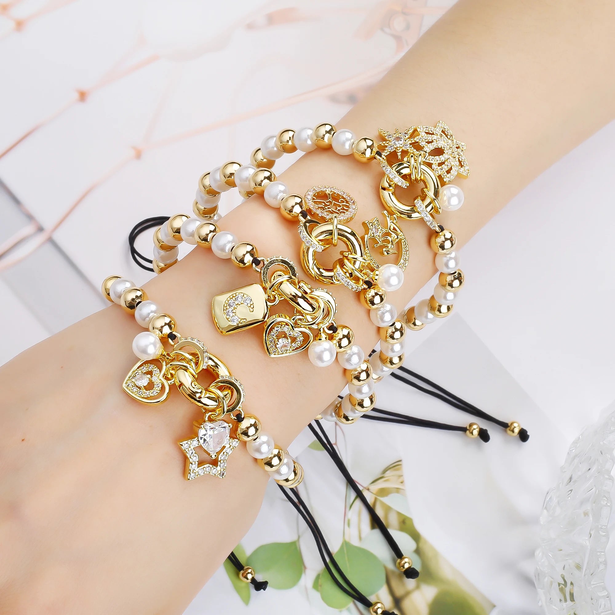 Venezuela Flag Cross Black Rope Braided Pearl Bracelet for Man Woman Party Wedding Crown Zirconia Jewelry Daily Wear Qme