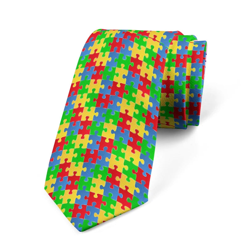 Puzzle Wide Polyester Shirt Suit Tie Men's Fashion Business Unisex Qme style6