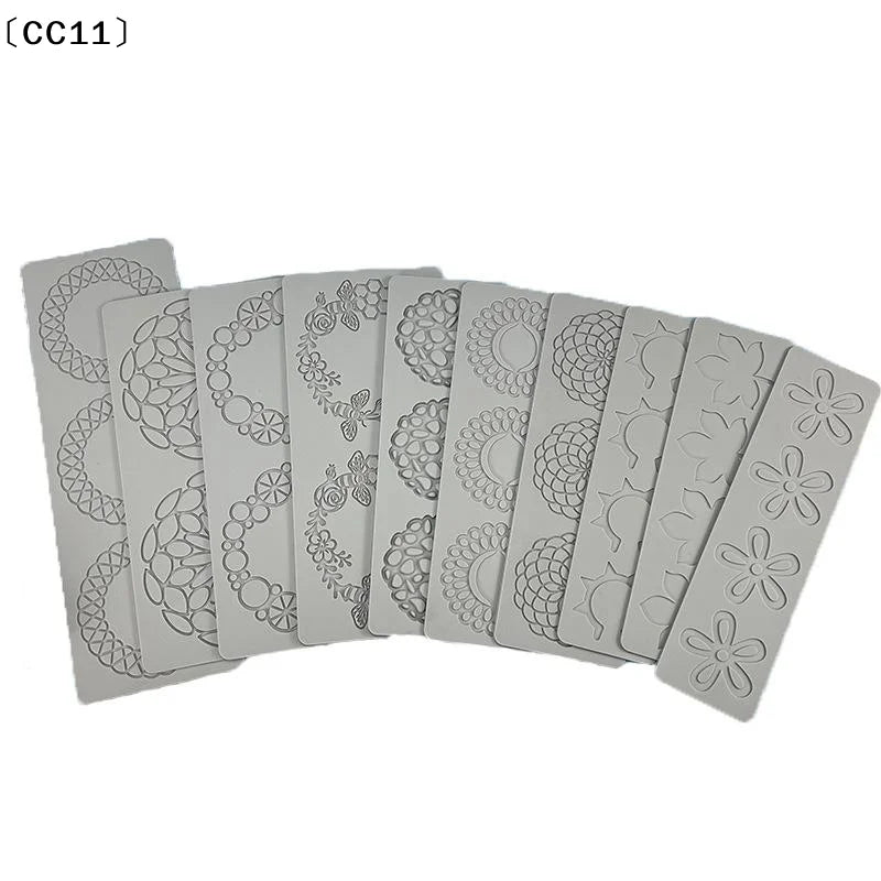 Garland Leaves Design Circle Texture Sugar Craft Silicone Pad Dessert Qme