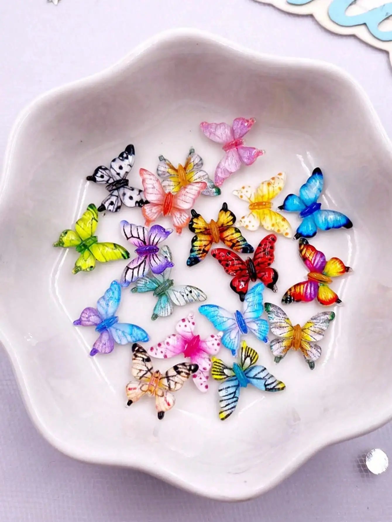 Mixed Resin Colorful Mini Beautiful Butterfly Flat Back Rhinestone Qme