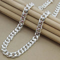 925 Silver Man Necklace 10MM - 20/22/24 Inches Cuban Chain Necklace for Women Fashion Wedding Jewelry Christmas Accessories Qme 10mm Silver necklace 60cm