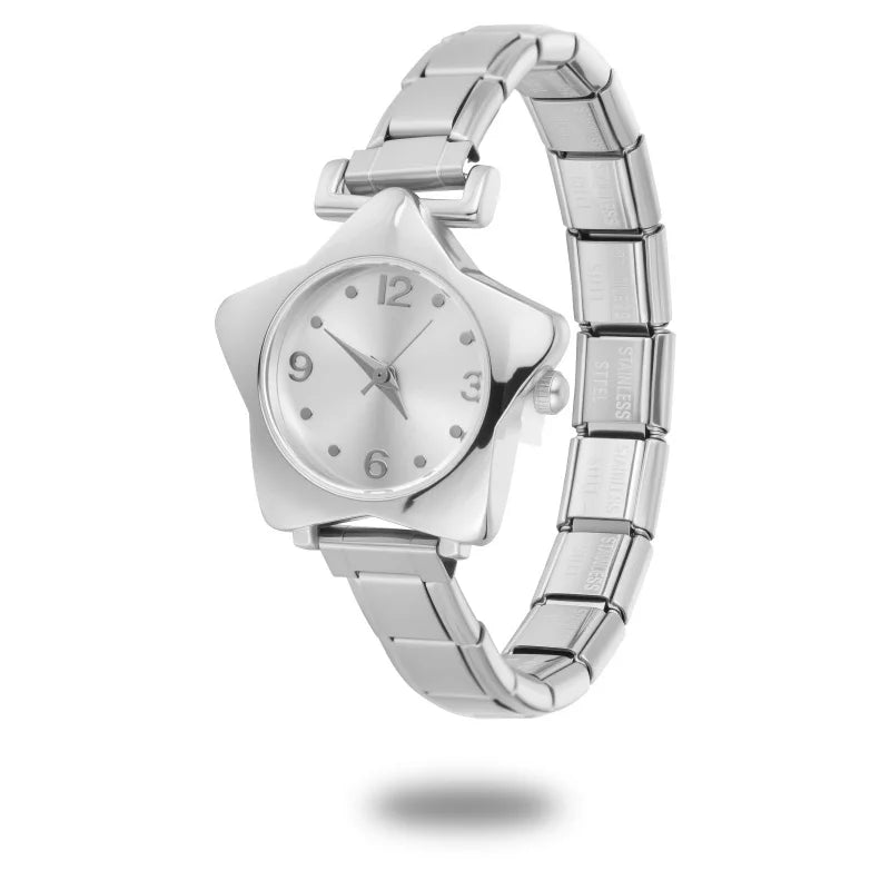 Gold Retro Simple Men Women's Watch Stainless Steel Strap Star Dial