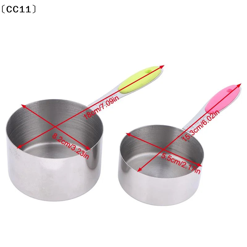 Stainless Steel Measuring Stackable Cups Kitchen Tea Coffee Baking Qme