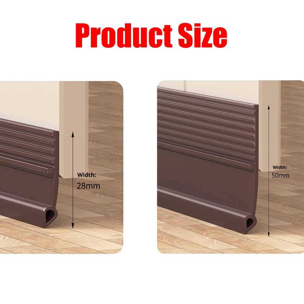 1M Self-Adhesive Windproof Door Bottom Seal Strip Double Dustproof Free-Cutting TPE 4 Colors Under Door Weatherstrip Qme