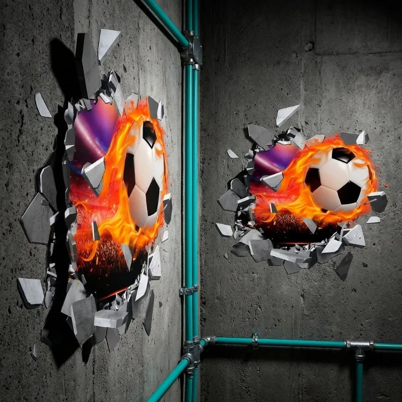 3D Football Soccer Wall Stickers Self Adhesive Removable Decals Boys Qme