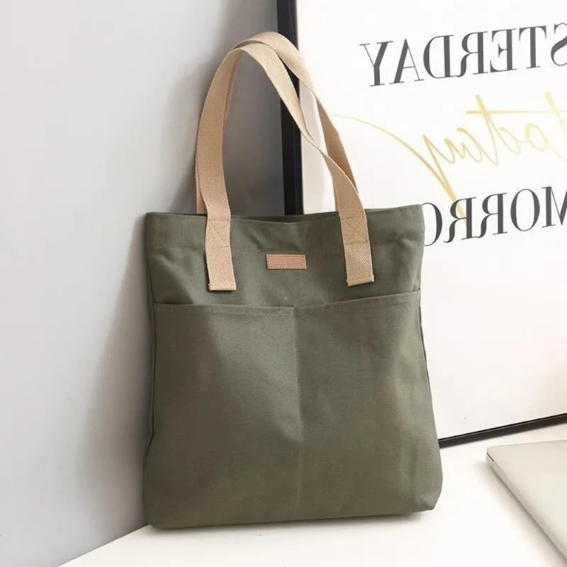Women's Tote Bag Canvas Sewing Thread Large Capacity Advanced Sense Qme