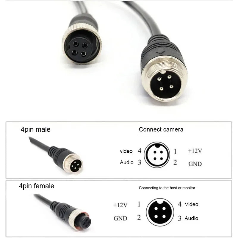 1PCS M12 4Pin 1-20m Aviation Plug Cable Vehicle-mounted Extension Line Video Cable Qme