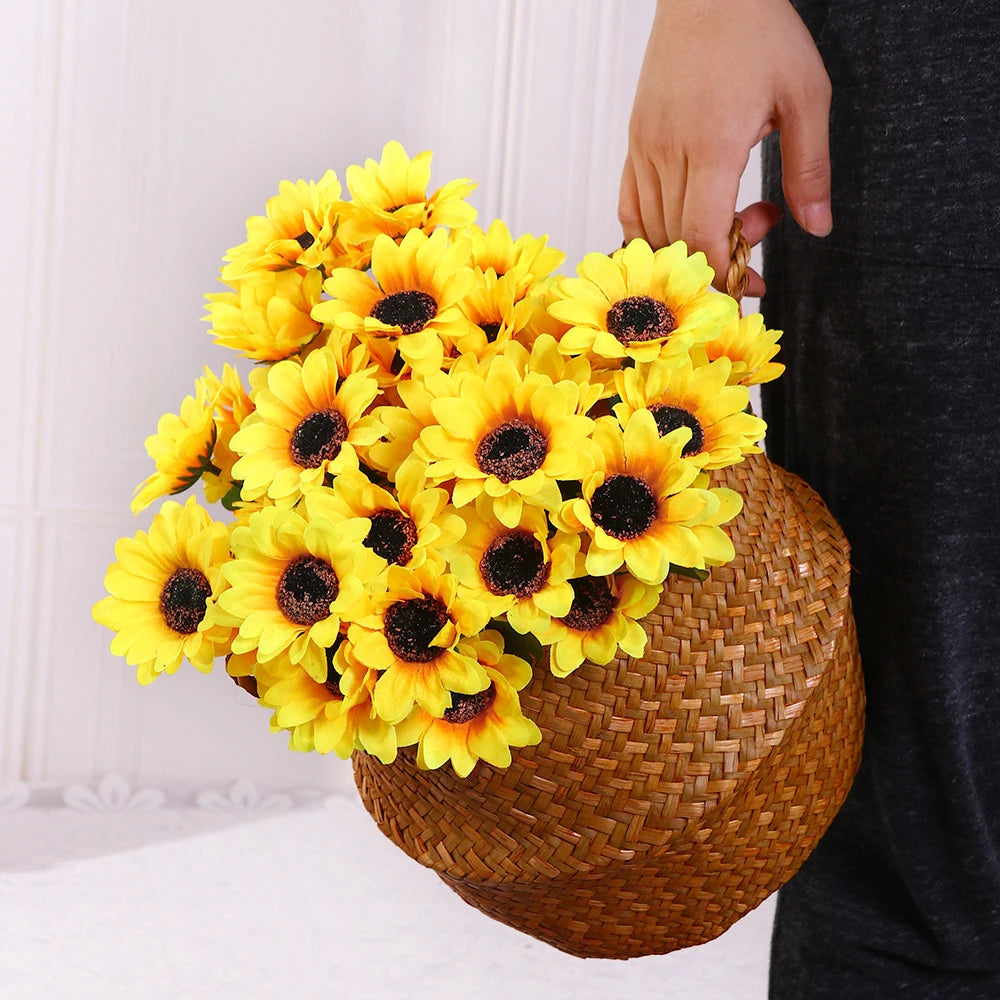 Sunflower 7-Head Artificial Sunflower Bouquet, Bouquet, Wedding Home Decoration And Artificial Flowers Qme Default Title