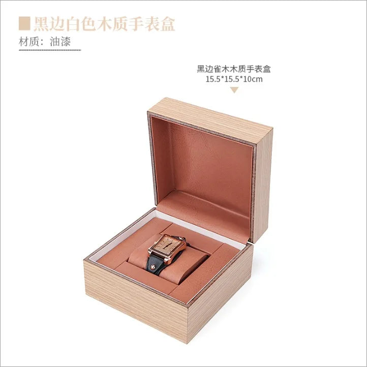 High End Wooden Box Packaging Gift Wooden Box Flip-top Watch Box Jewelry & Watch Packaging Box Solid Wood Watch Storage Box Qme L