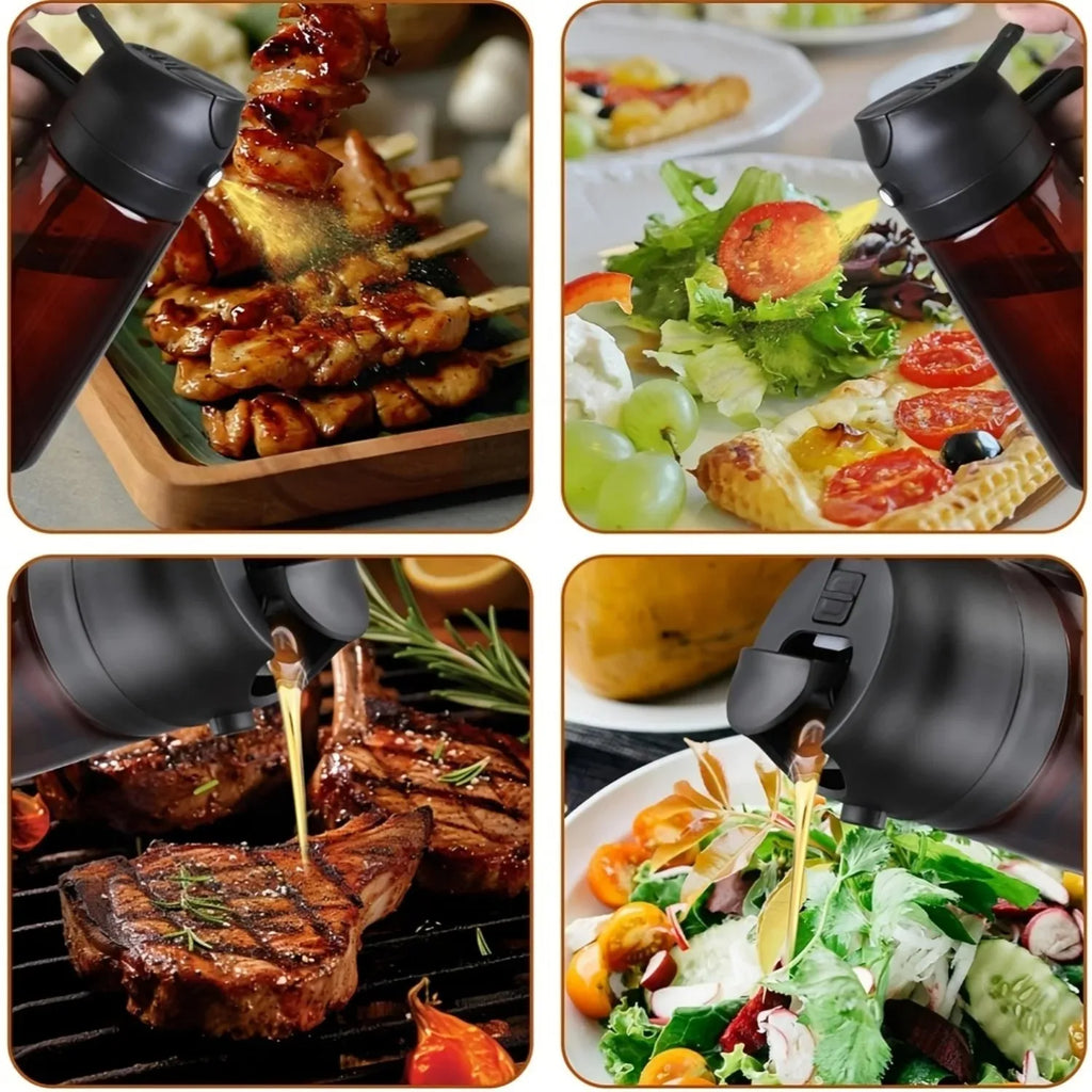 2-in-1 Light Blocking Brown Oil Sprayer Cooking Olive Dispenser Qme