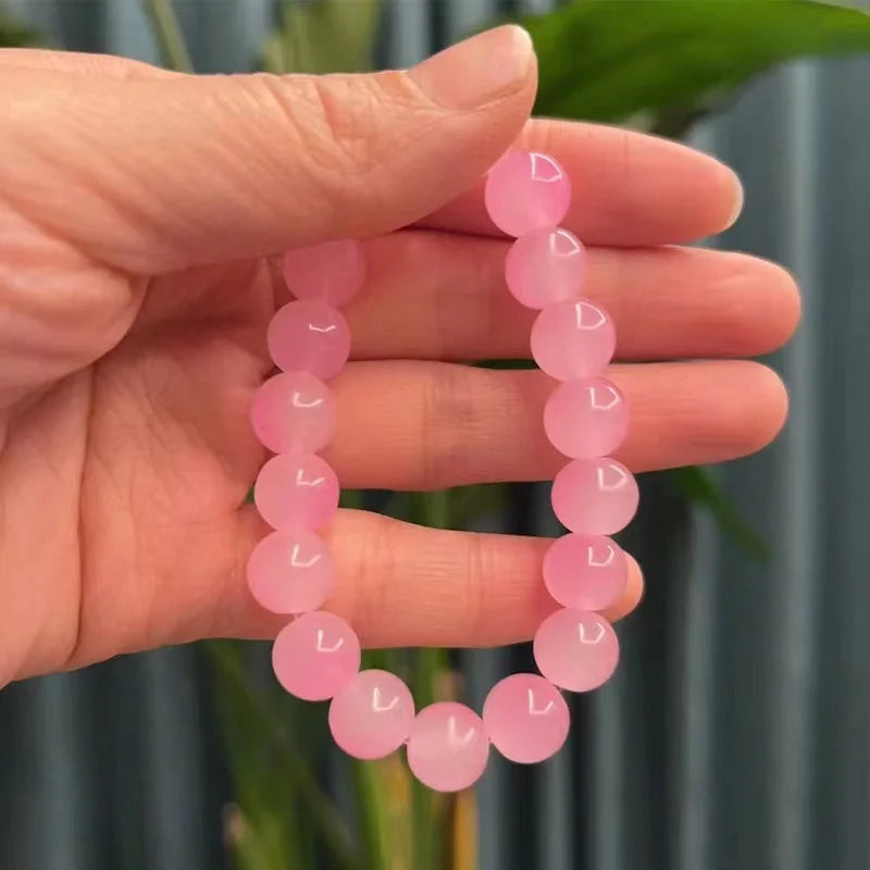 Chinese Imitation Bodhi Plate Playing Bracelet Girl Gradient Glass Bead Bracelet for Unisex Present DIY Jewelry Wholesale Qme pink 10mm