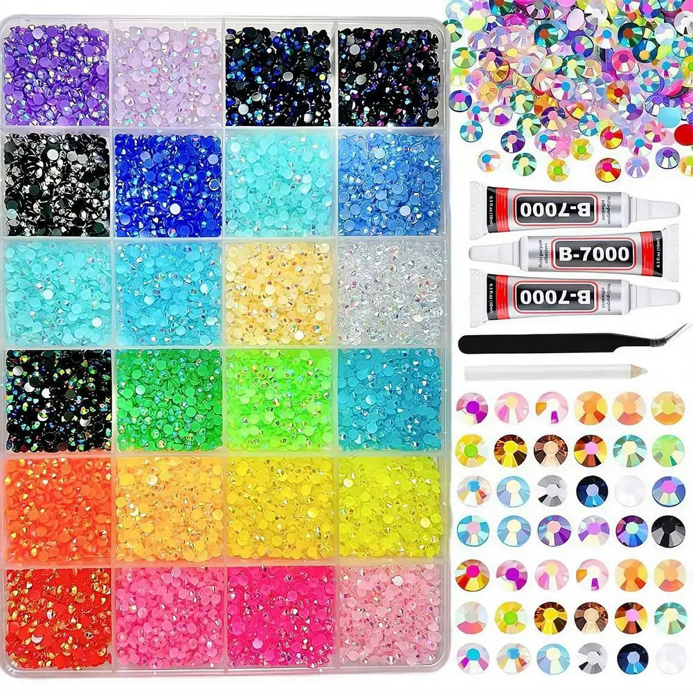 24 28 Girds Nail Charms Rhinestones Bedazzling 3D Nails Colorful Qme