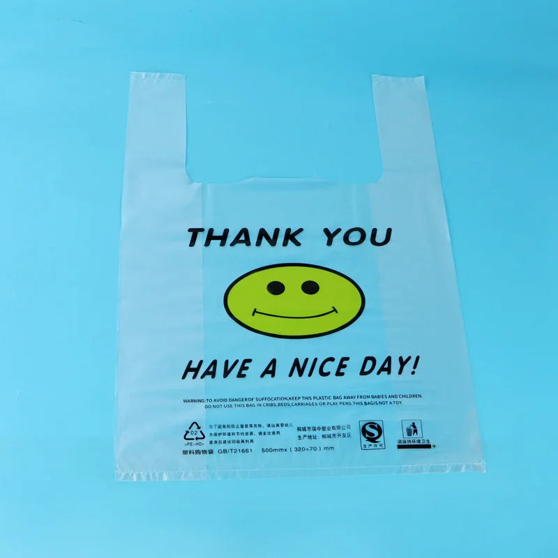 Plastic Bags with Handle Plastic Bags with Plastic Bags Clear Plastic Bags Transparent Plastic Bags Fresh-keeping Transparent Sh Qme White-50pcs 26cm x 42cm
