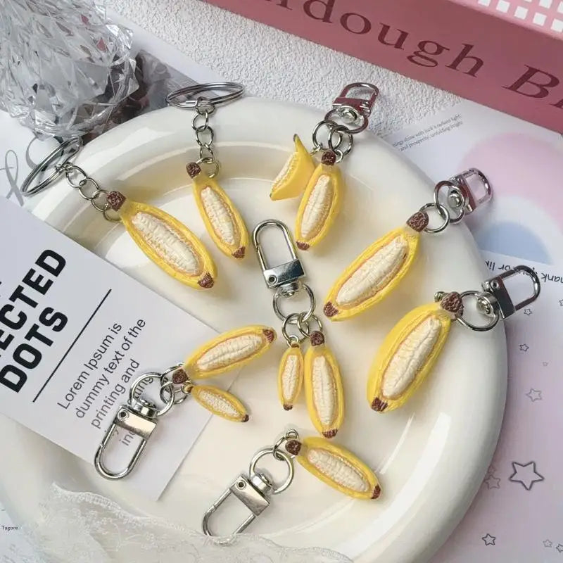 Busting Banana Boat Charm Creative Handmade Resin Keychain Relaxing Qme