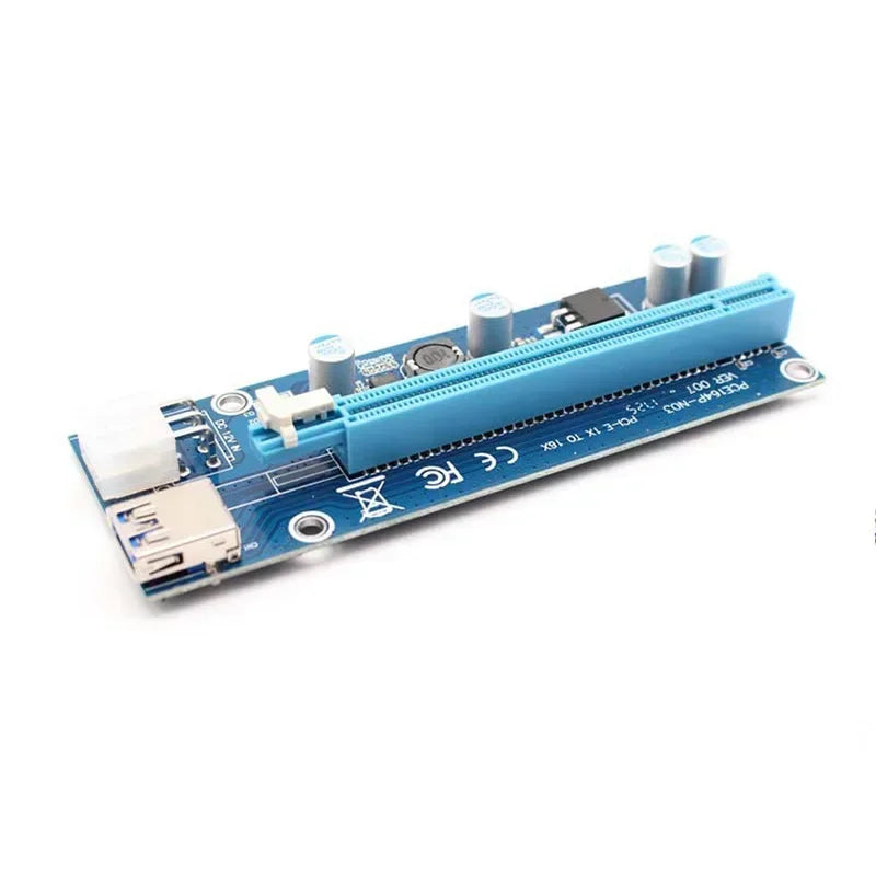 BTC Mining Riser Adapter Card with PCIe PCI Express, USB 3.0 Extension Cable and SATA Power Cable Qme