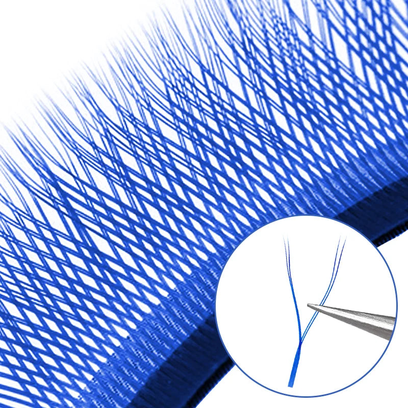 NATUHANA YY Shape Ombre Eyelashes Extension Two Tip Lashes C D Curl Qme Blue L 0.07mm|8-14mix