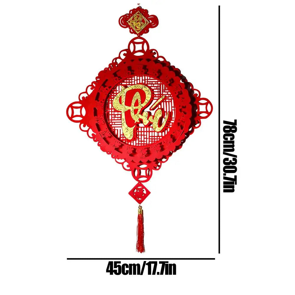 Chinese New Year Decorations 2026 New Year Auspicious Decor Flocking Tree Ornaments Festival Charm for Home Office Car Door Wall Qme Style K