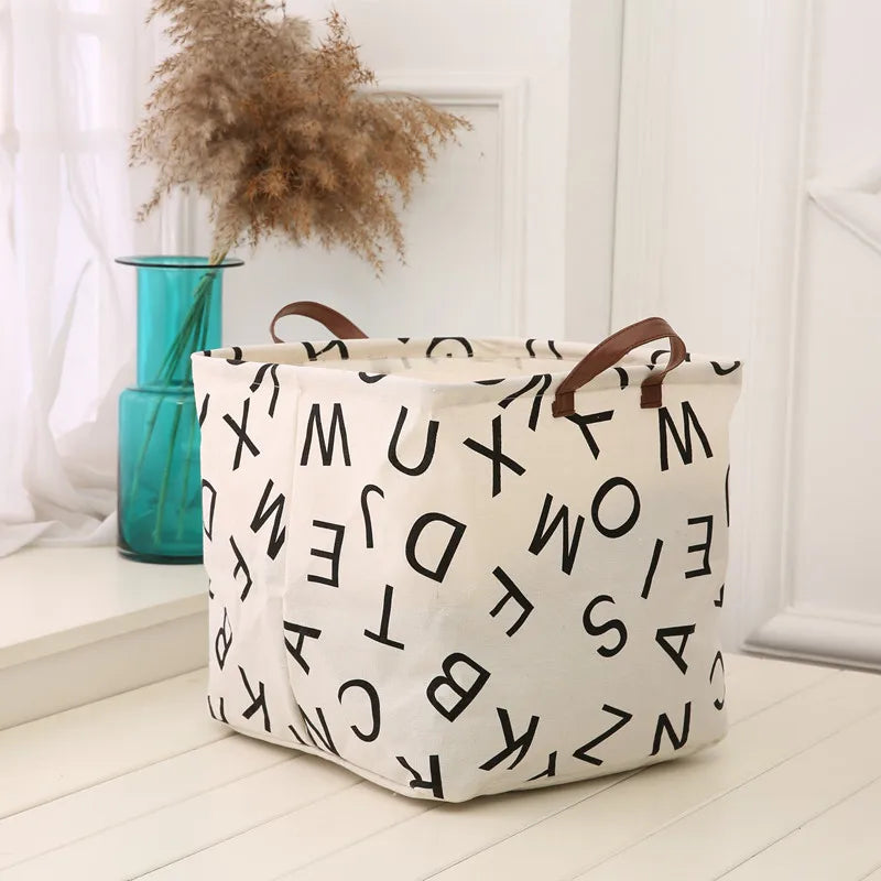 Organizer Bag Cotton and Linen Dirty Clothes Laundry Basket Foldable Laundry Basket Storage Household Sundries Storage Basket Qme Letter