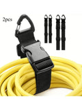 45cm Black Adjustable Extension Cord Organizer Heavy-Duty 3-Axis Buckle Storage Strap for Workshop Garage Cable Management Qme 2pcs
