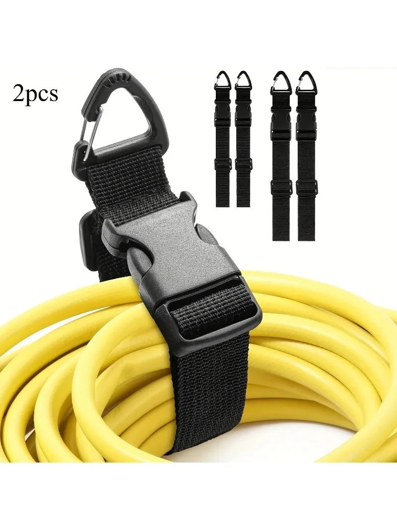 45cm Black Adjustable Extension Cord Organizer Heavy-Duty 3-Axis Buckle Storage Strap for Workshop Garage Cable Management Qme 2pcs